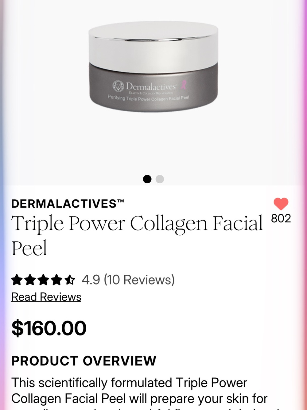 Dermalactives Triple Power Collagen Facial Peel — Gray